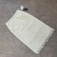 ホワイト 花柄刺繍レーススカート