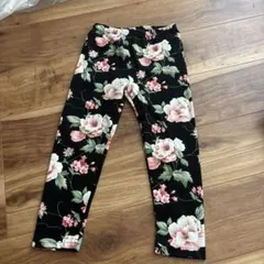 フラワープリント ブラック ロングパンツ 7Y