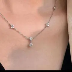 ​新品✨ 幸運の四つ葉 クローバー ステーションネックレス シルバー