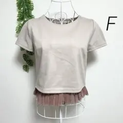 エベルモーション・F 半袖Tシャツ カットソー 裾チュールフリル レース