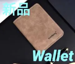 新品‼️二つ折り財布 PUレザー ブラウン 薄型 ミニマリスト