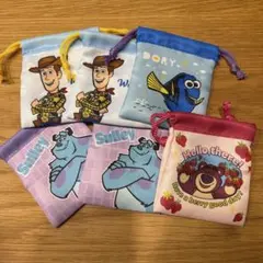 ピクサー ミニ巾着 トイストーリー　モンスターズインク　ドリー　6個セット