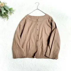 【シサム工房】手刺繍ブラウス ヘンプ混　フェアトレード　ナチュラル　羽織り　茶のサムネイル