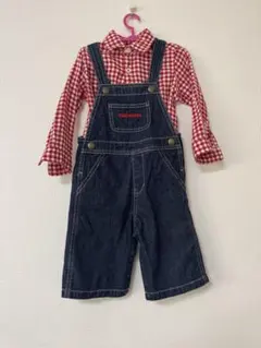 ミキハウス オーバーオール チェックシャツ セット 90