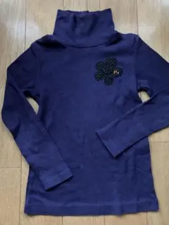 Hakka kids タートルネック　長袖　トップス　パープル　花　女の子