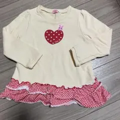 ハート型パッチの長袖カットソー 100cm ミキハウス　ホットビスケッツ