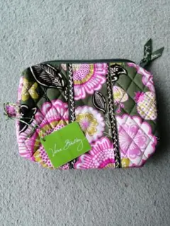 ベラブラッドリー　ポーチ　マチあり　ピンク/モスグリーン