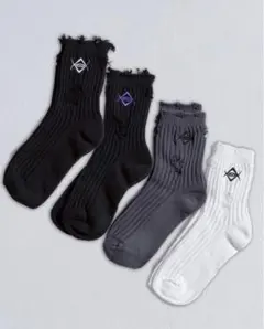 REFLEM 【レフレム】ダメージソックス　靴下　ブラック×ホワイト