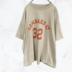 14138 ディスコート カレッジロゴ Tシャツ Fベージュ オレンジ ゆるだぼ