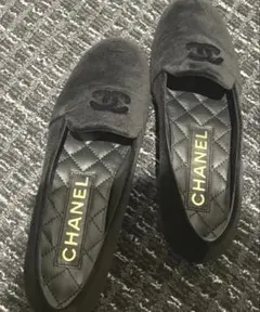 CHANEL ローファー ベルベット黒 38.5 - メルカリ