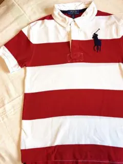 Polo Ralph Lauren 赤白ストライプ ポロシャツ 14-16サイズ