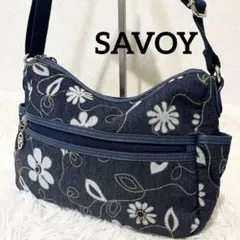 美品✨サボイ　ショルダーバッグ　デニム　花柄　軽量　斜めがけ
