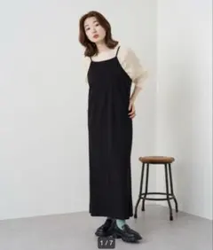 Kastane ブラック ロングキャミワンピース