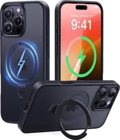 iPhone用ケース ブラック マグネットスタンド