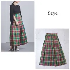 Scye✨有村架純着用　チェック マキシスカート　リネン100% ドゥロワー取扱