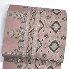 夏帯 名古屋帯 紗 未使用品 金糸 菱模様 花草柄 ワインレッド NO-965 夏帯 名古屋帯 紗 未使用品 金糸 菱模様 花草柄 ワインレッド NO-965