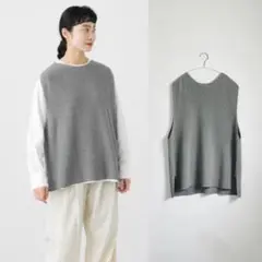 kagure かぐれ コットンニットベスト グレー
