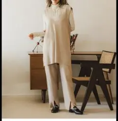 新品 Vネックニットベスト BAYFLOW ベイフロー ベスト　ジレ ベージュ