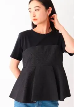 【最終価格】オペークドットクリップ　半袖　切替半袖 フリーサイズ