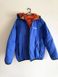 XLARGE フード付きダウンジャケット 青　リバーシブル エクストララージ