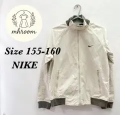 NIKE ホワイト カーキ ジップ ジャンパ- キッズ レディース S