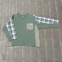アプレレクール 100cm パッチワーク切り替えTシャツ カーキのサムネイル