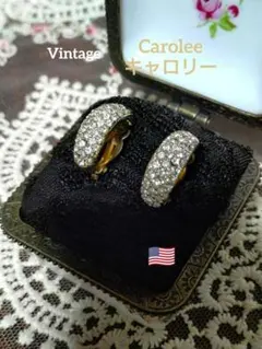 ヴィンテージCarolee（キャロリー）クリスタルハーフフープイヤリング