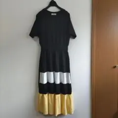 MISS LIN 半袖カットソーワンピース 黒白黄