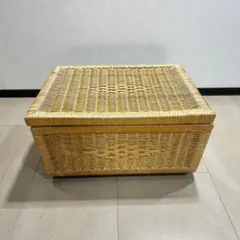 ☆ラタン蓋付きバスケット☆ 収納かご 籐ボックス ナチュラル