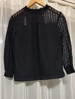 レース素材　ブラック 長袖シャツ