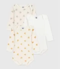 PETIT BATEAU プチバトー　ハート　長袖ボディ３枚組　肌着　24m