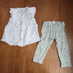 【H&M】 ホワイトシャツと花柄パンツセット 90cm