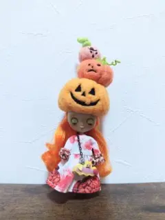 プチブライス用被り物 ハロウィン トリプルかぼちゃ帽子