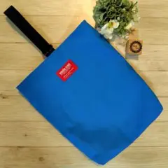 879〈大きめ〉上履き入れ/上靴入れ　スカイブルーとピンバッジ