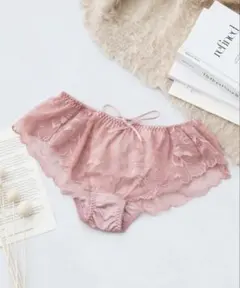 tu-hacci ピオニーレースアップショーツ ピンクベージュ M