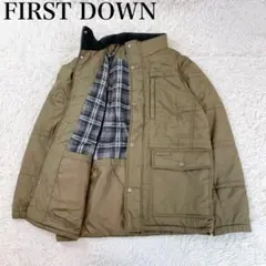 FIRST DOWN✨中綿ジャケット フリース 裏地 チェック柄 ブラウン