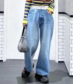 RODEO CROWNS WIDE BOWL デニムコンビワイドパンツ M