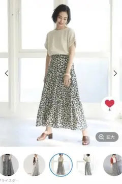 ローリーズファーム　ハナクルミボタンAラインスカート　Aラインスカート　花柄