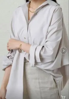 【定価19,800円】Loungedress ライトサテンBIGシャツ グレー