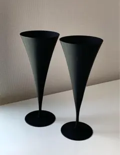sghr スガハラガラス シャンパングラス 2客 ペア マットブラック 黒