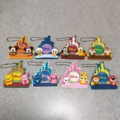 ディズニー ジビッツ ラバーキーホルダー キャッスル 8個 プライズ