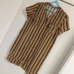 ワンピース　前開きワンピース　キャミソール付き　半袖　チュニック