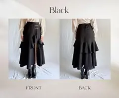 NOMAE ビットラッフルスリットスカート ブラックのサムネイル