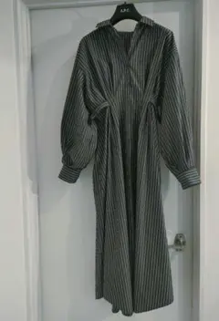 ストライプ　シャツワンピース　ロングシャツ