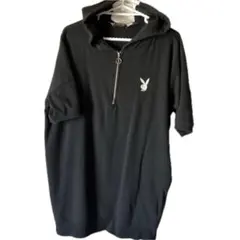 PLAYBOY フード付き ハーフジップロングパーカーL