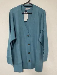 新品INED アクアブルー ボタン付きカーディガン Fサイズ☆可愛い☆☆