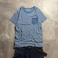 最終 archive y2k indigo dye border s/s tee