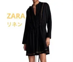 ZARA WOMANリネンチュニック　ワンピ　リネン100% XS エスニックのサムネイル