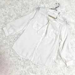 Vert Dense✨良品　ブラウス　コックタイ風　お洒落　ホワイト　（M相当）