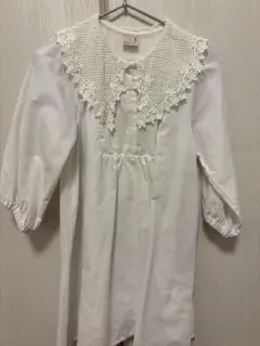 petit main 100サイズホワイトコットンレース襟トップス